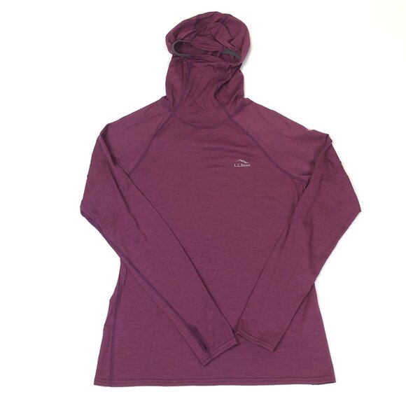 LL Bean Women Cresta Merino Wool Ultralight 150 Base Layer Hoodie Magenta Medium - Picture 1 of 11